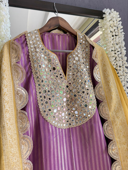 Premium Mirror work tissue benarsi suit