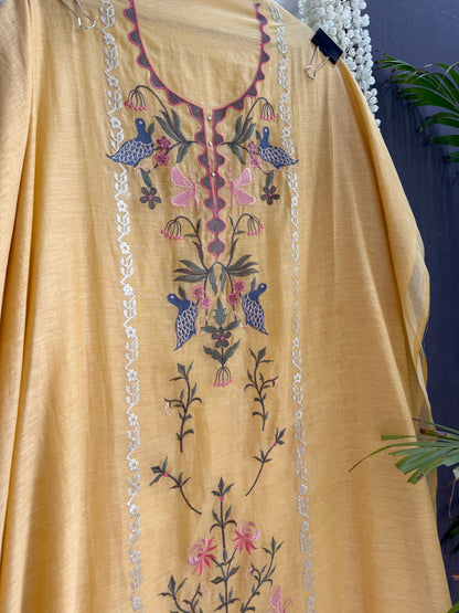 Luxurious Mul chanderi butterfly suit
