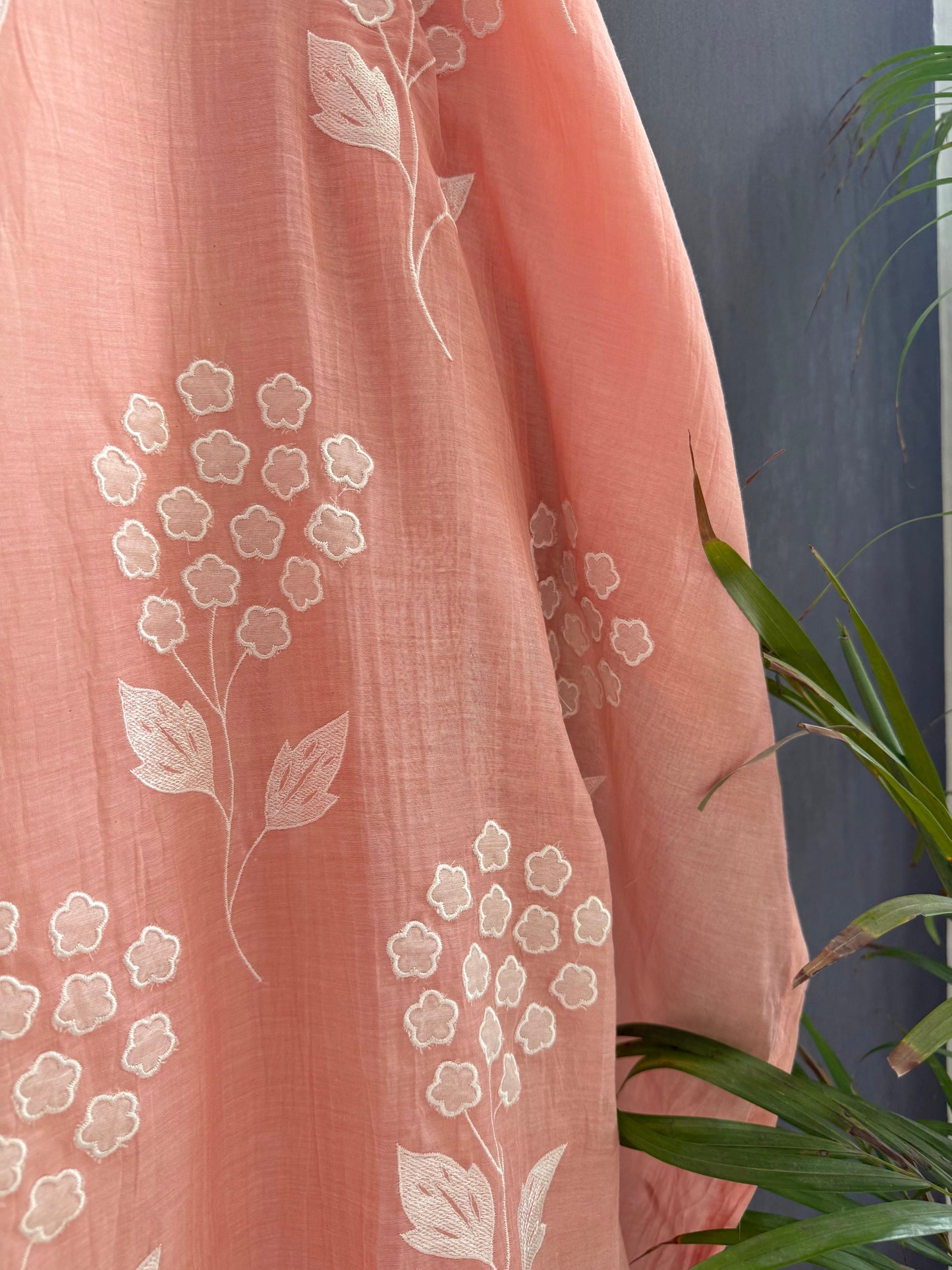Luxurious Mul chanderi appliqué work suit