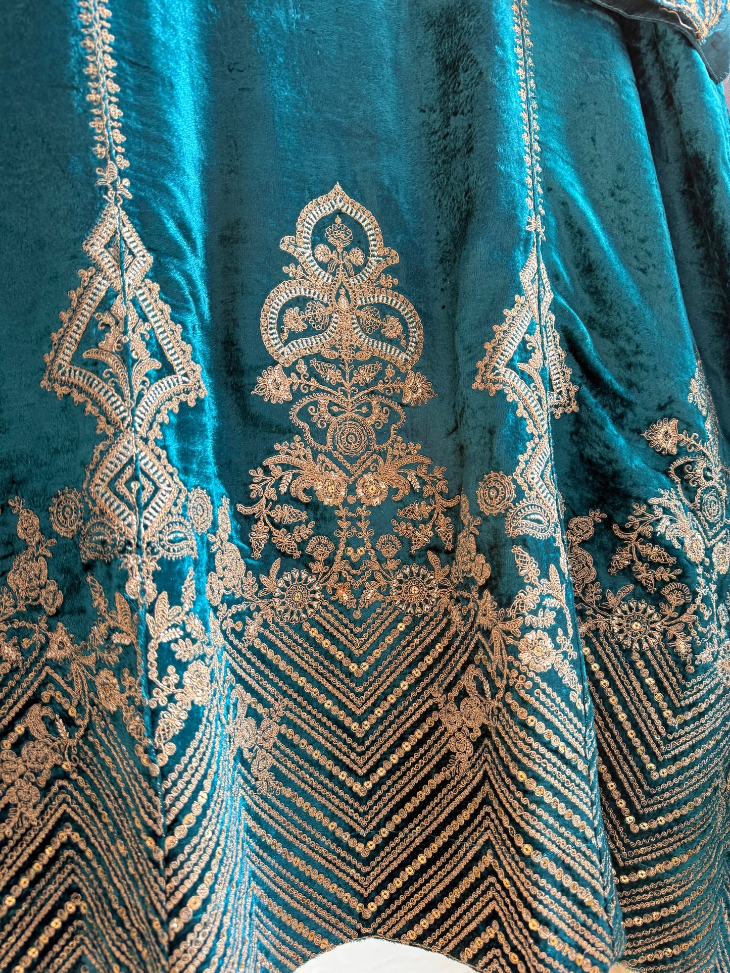 Velvet Marori Aari work Anarkali suit