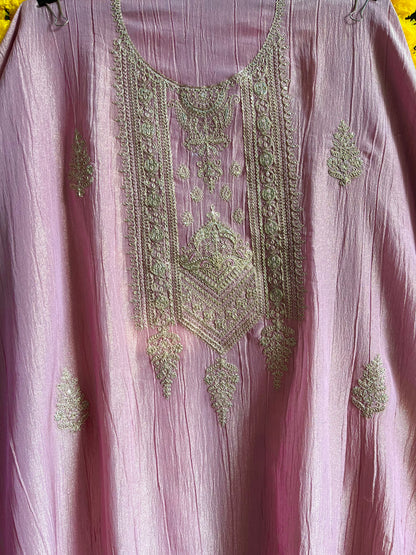 Crush tissue aari work suit
