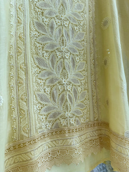 Luxurious Mul chanderi lucknowi handwork suit