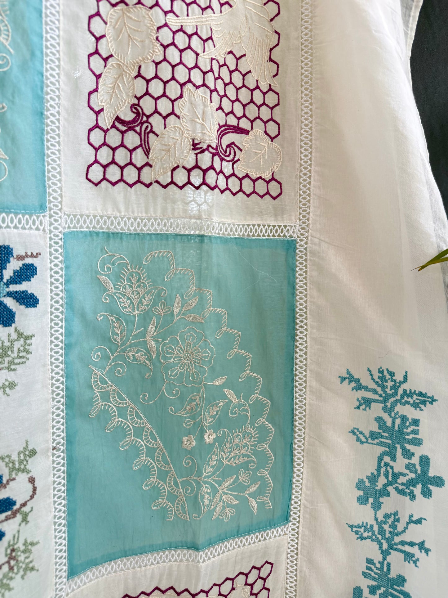 Luxurious Mul chanderi cross-stitch suit