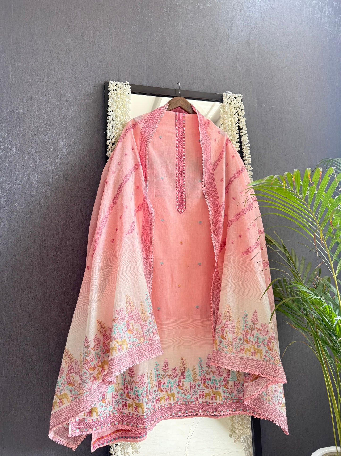 Cotton jamdani deers pinteresty suit