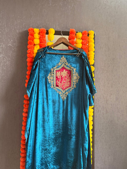 Velvet Front back Marori Aari work suit