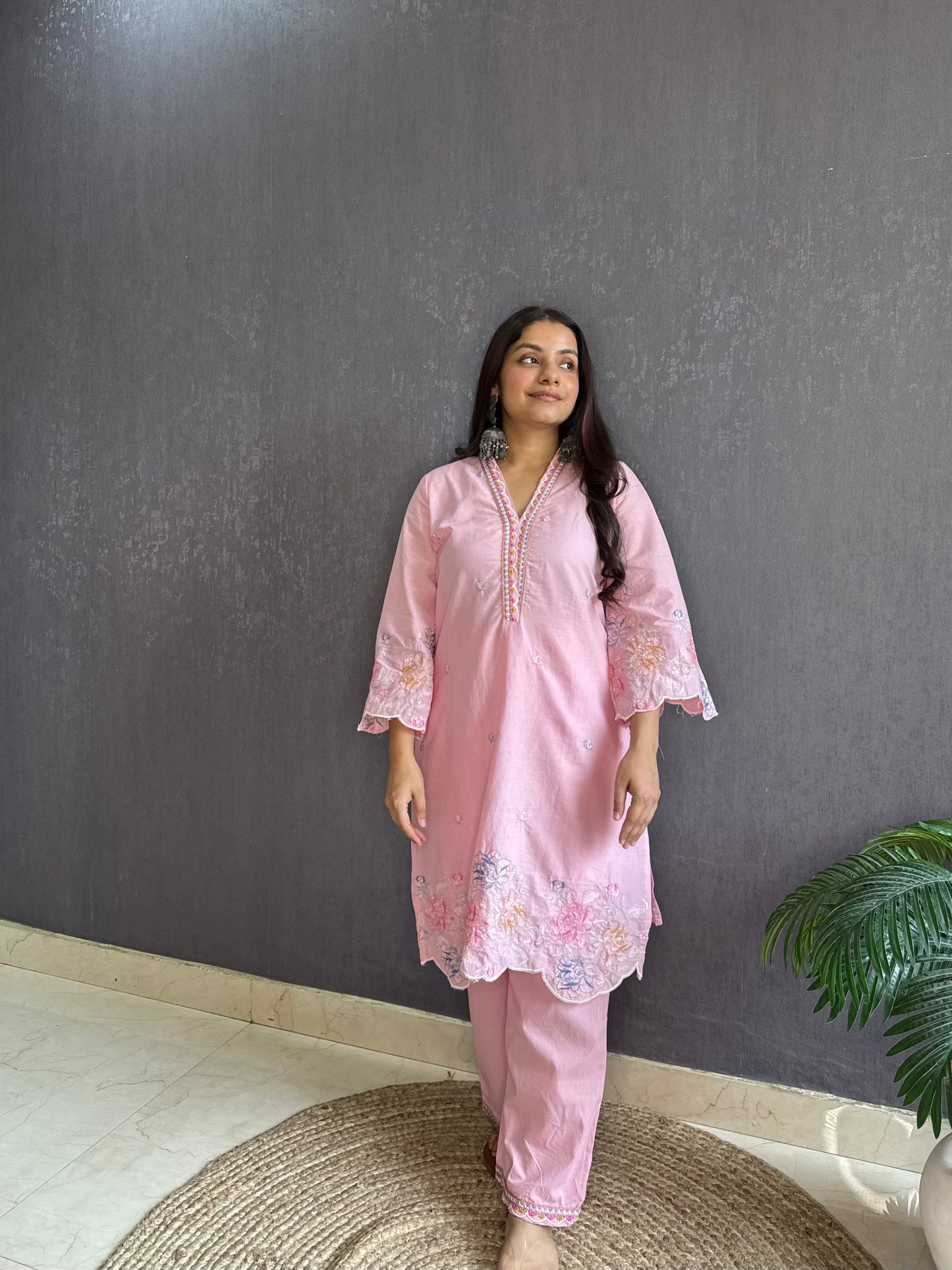 Premium cotton cutwork Coord set
