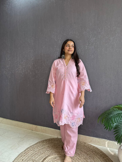 Premium cotton cutwork Coord set