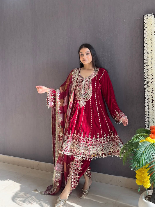 Luxurious gotapatti mirrorwork anarkali set