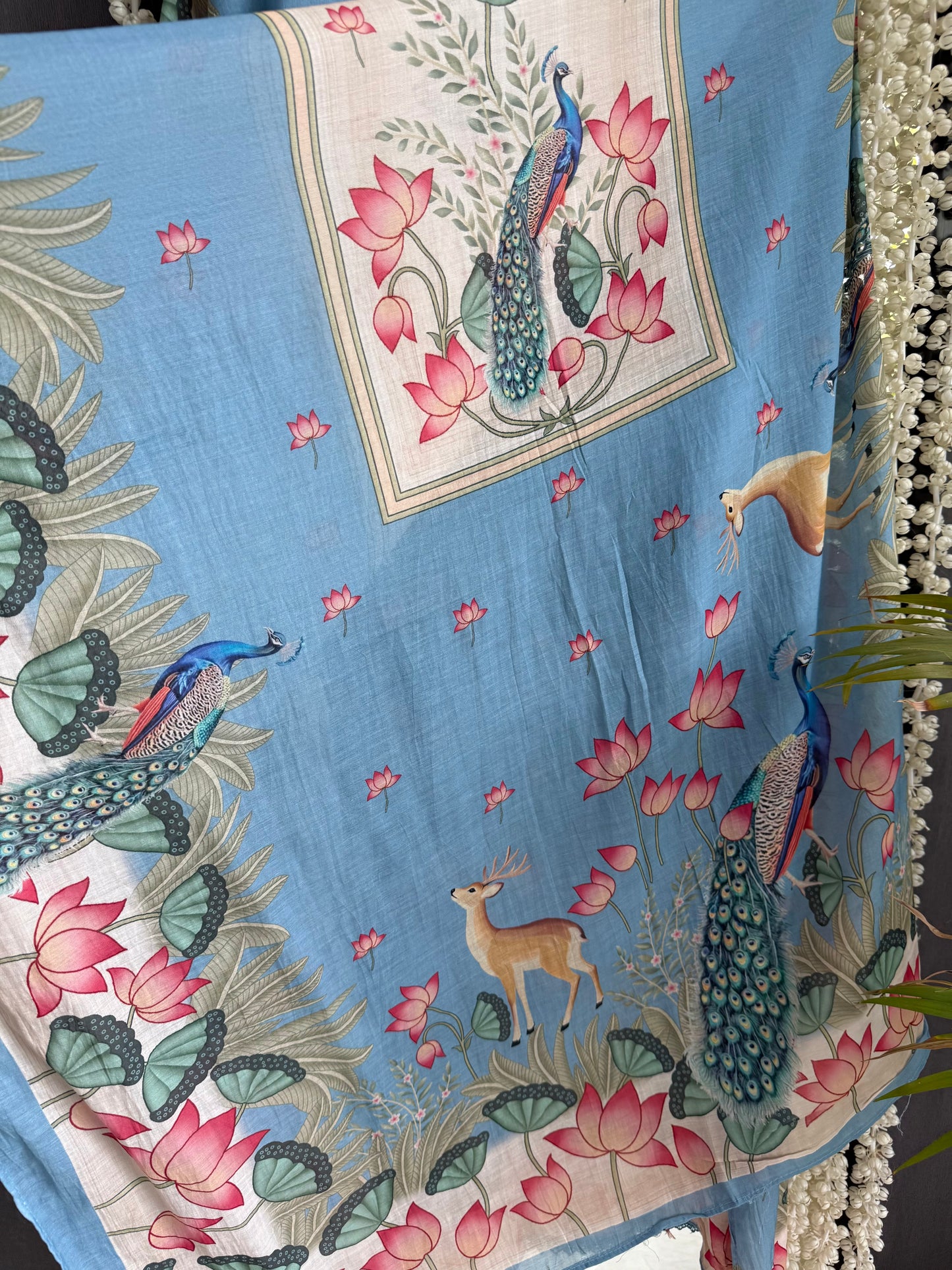 Mulmul cotton deers peacock handwork suit