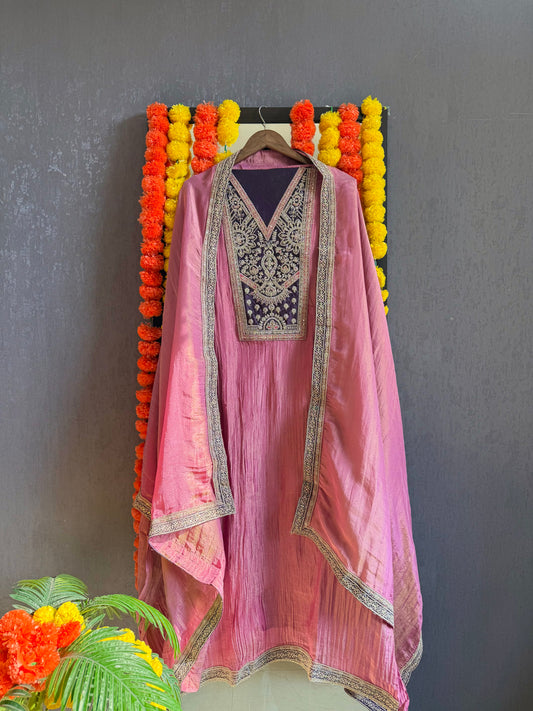Crush tissue marori aari work suit