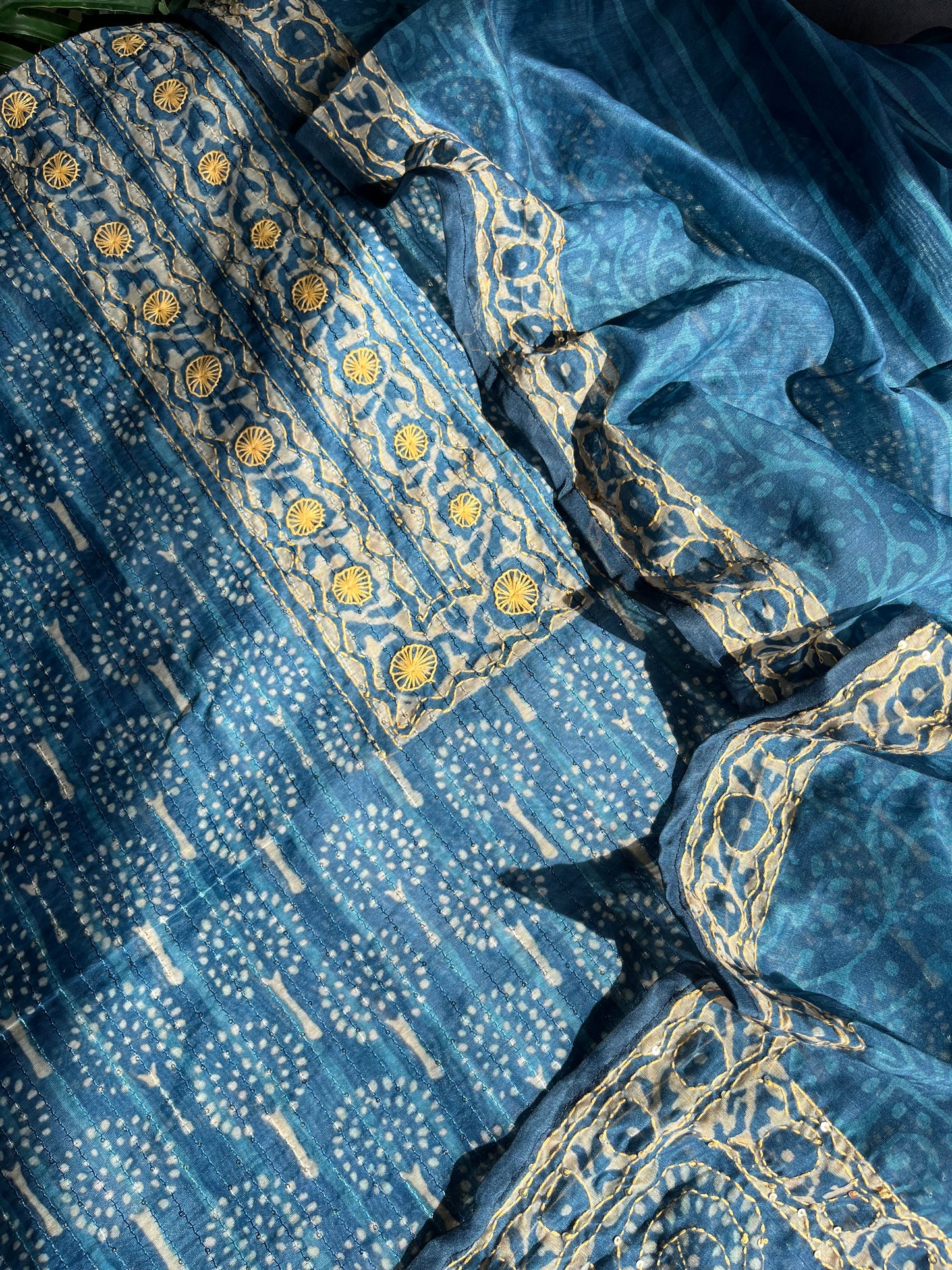 Maheshwari Kantha work Unstitched suit