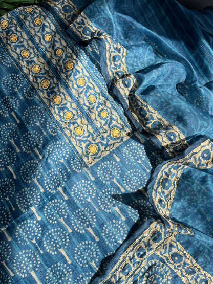 Maheshwari Kantha work Unstitched suit