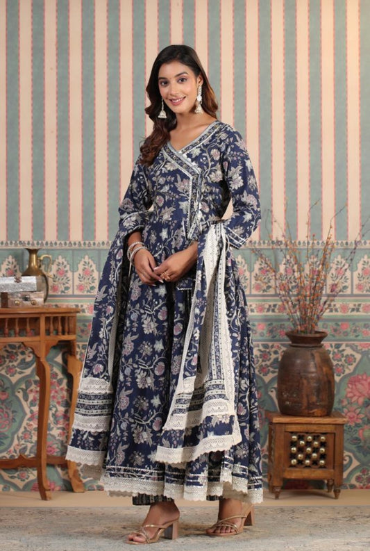 Cotton Angrakha Anarkali set