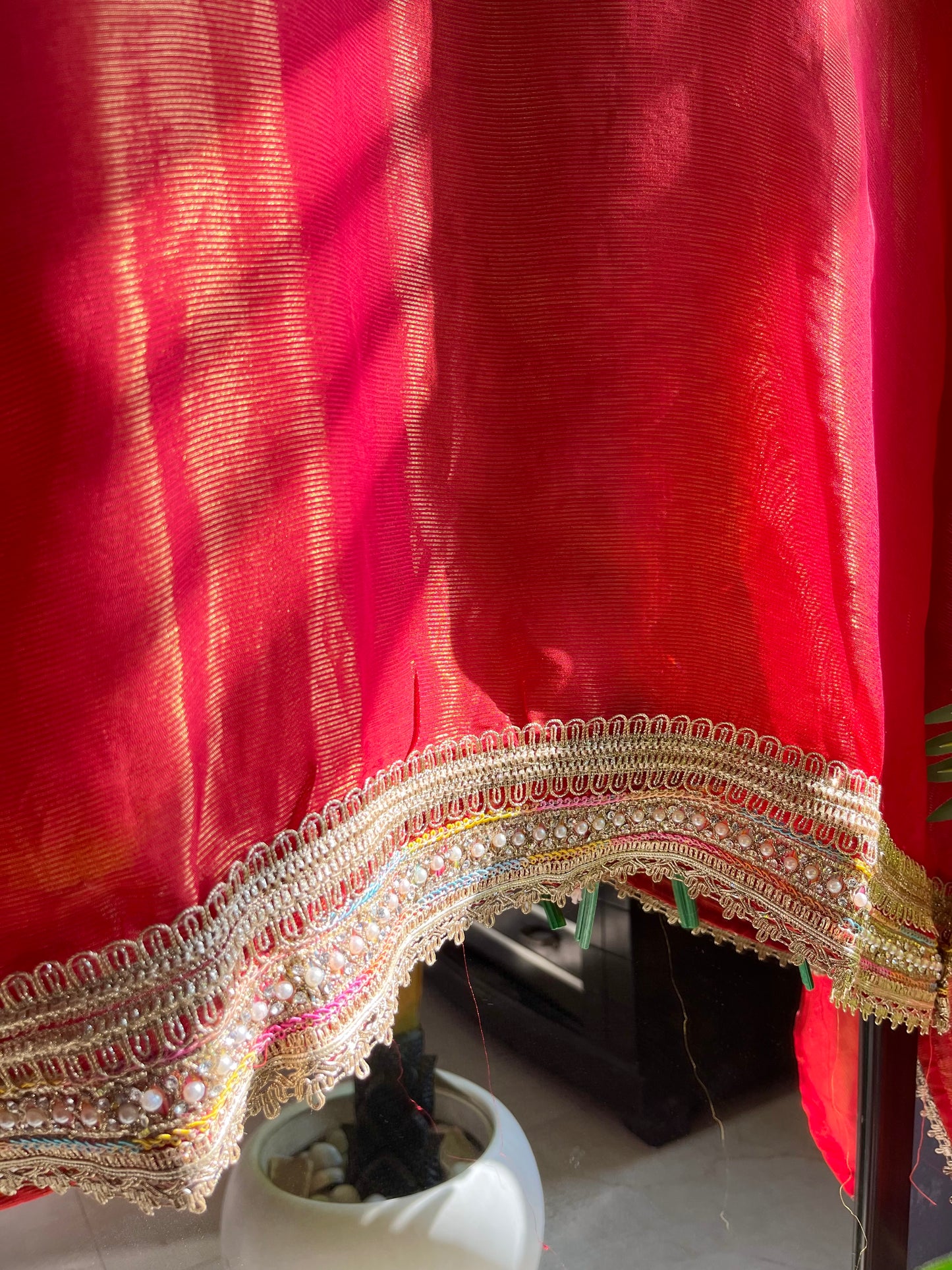 Luxurious zari woven tissue silk suit