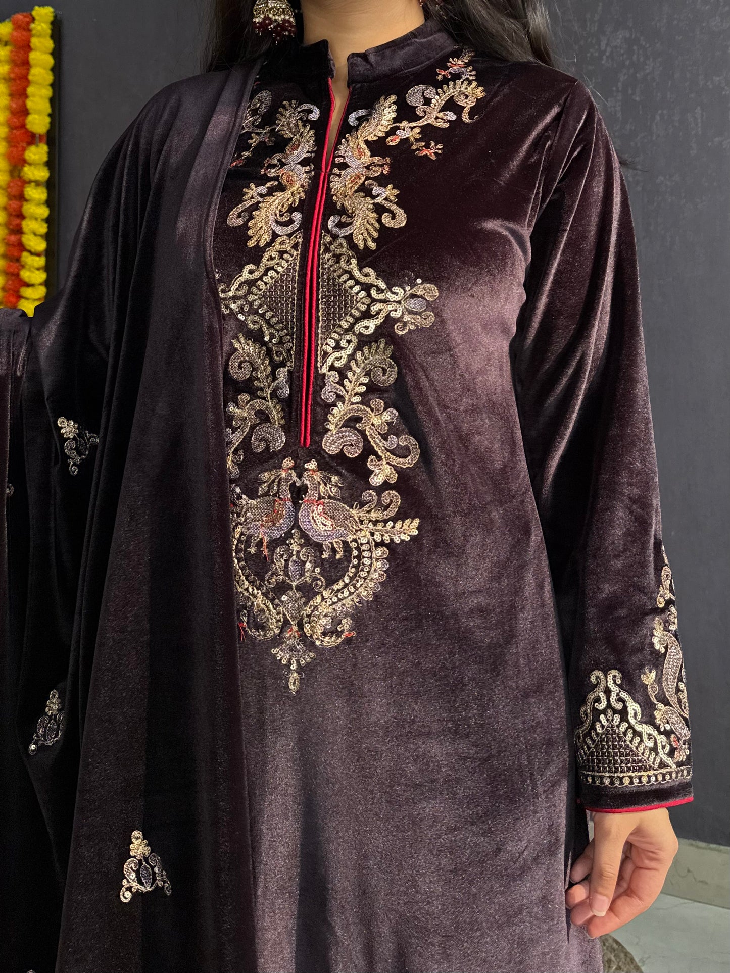 Velvet Handwork Shawl set