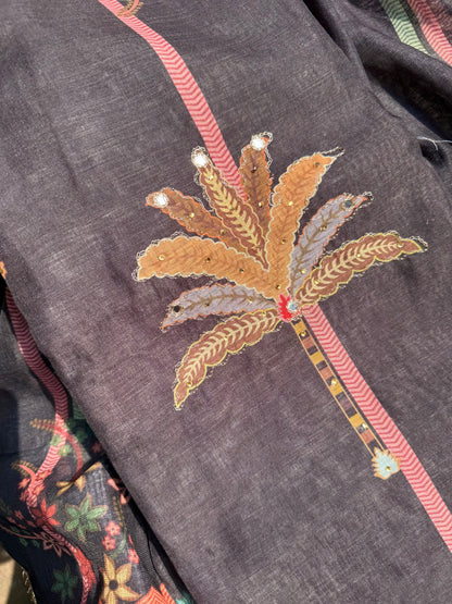 Linen peacock handwork suit