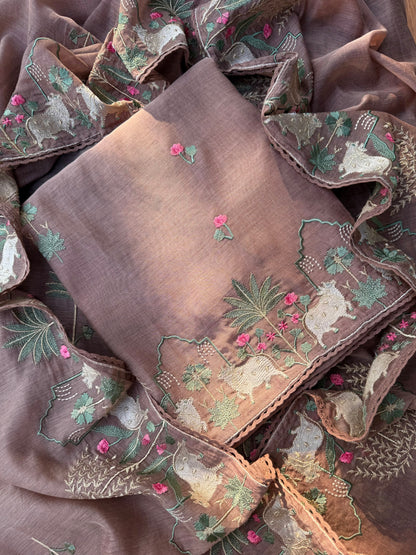 Luxurious Mul chanderi pichwai suit