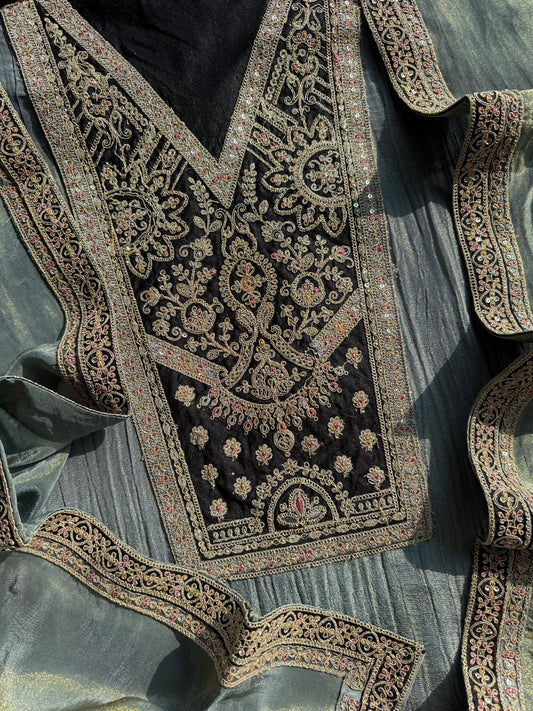 Crush tissue marori aari work suit
