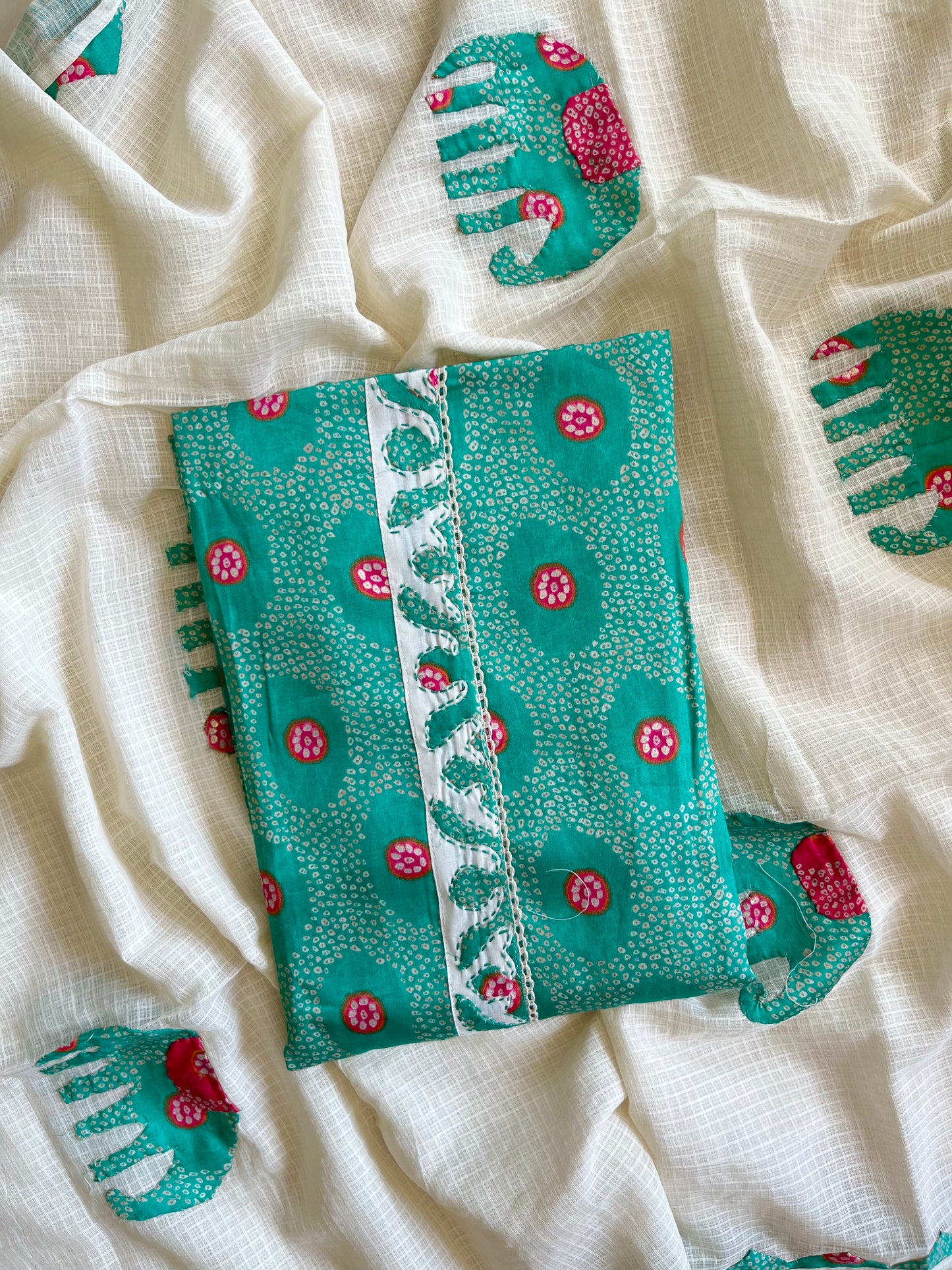 Bandhani Appliqué unstitched suits