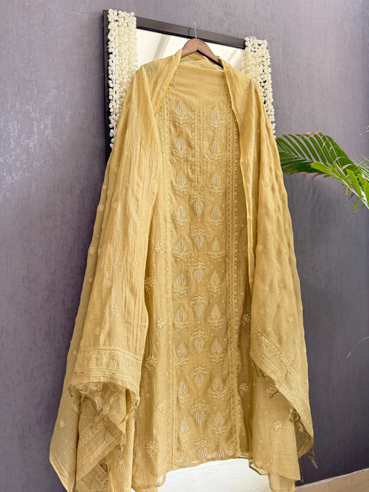Luxurious Mul chanderi lucknowi handwork suit