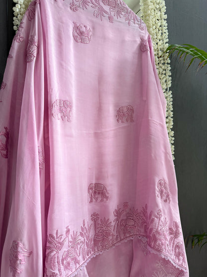 Organza appliqué work elephants suit