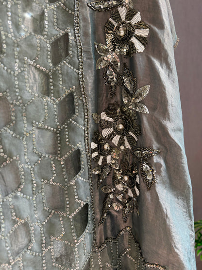 Luxurious cutwork Tissue silk suit