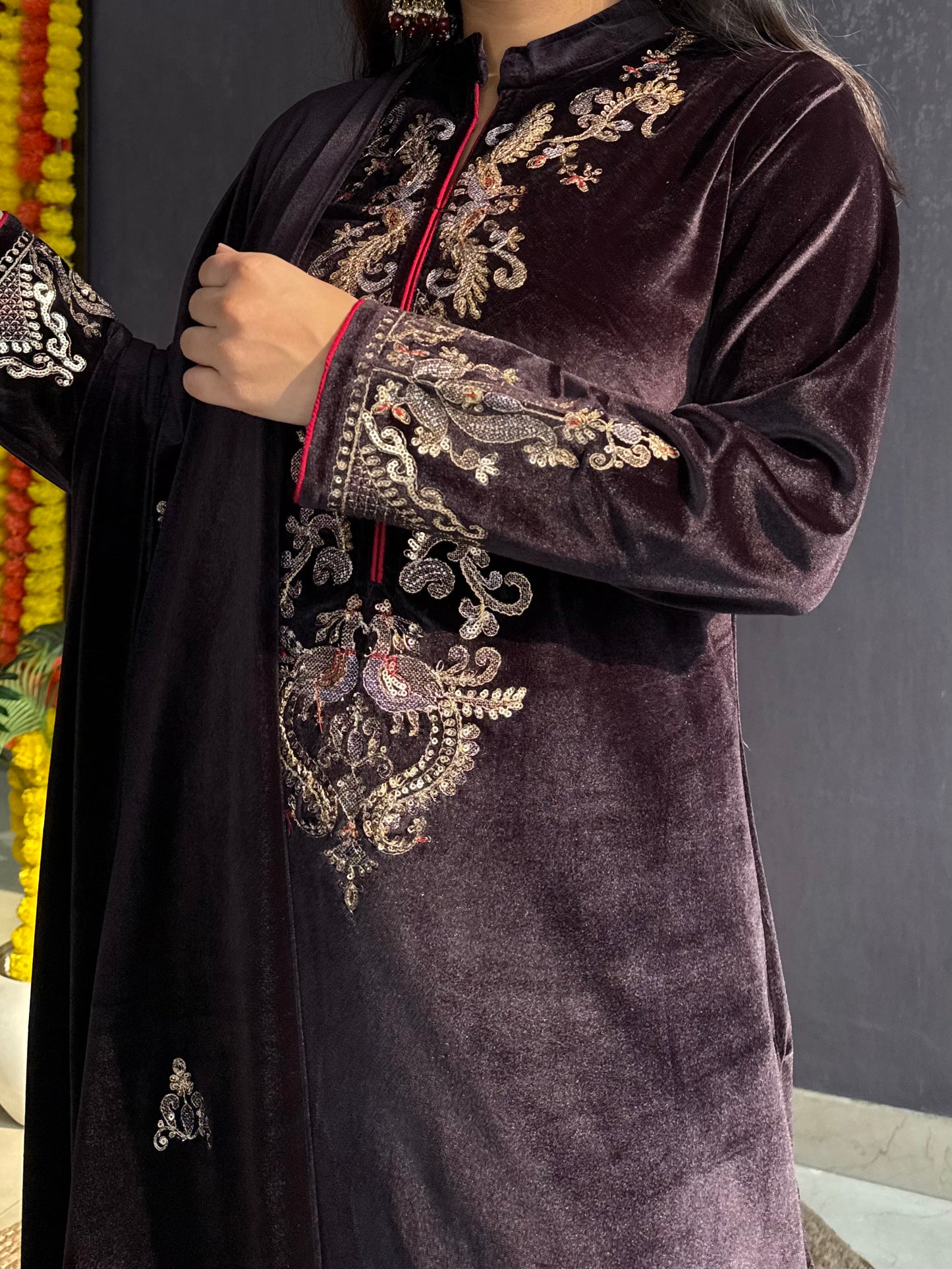 Velvet Handwork Shawl set
