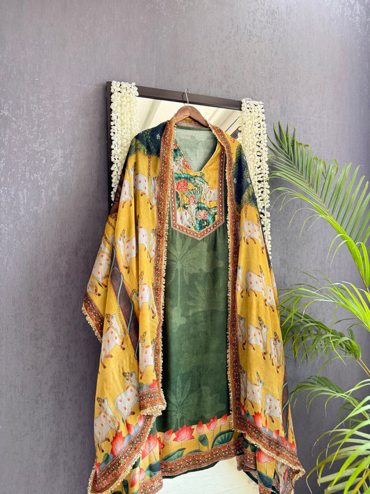Muslin Pichwai handwork suits