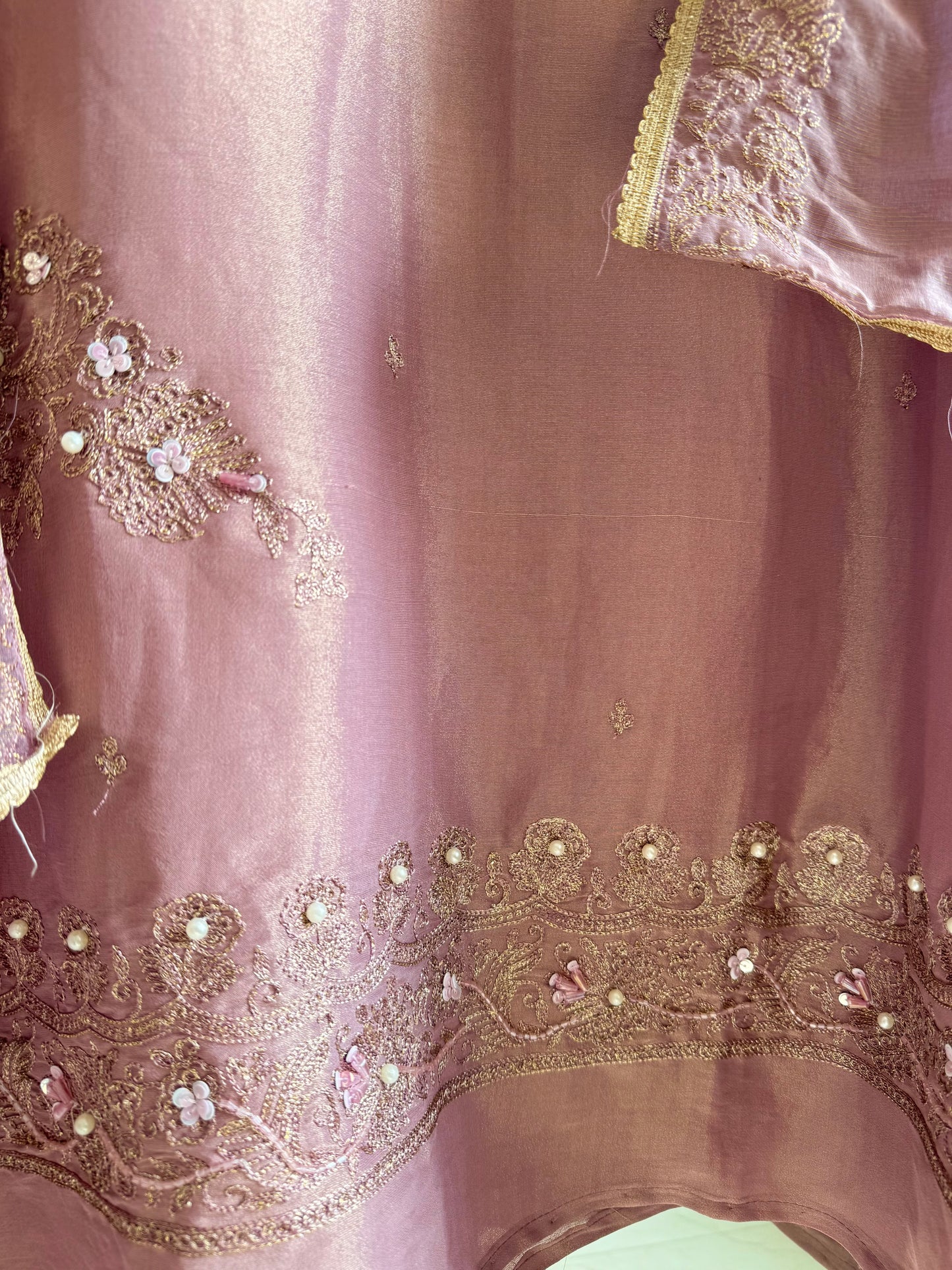 Premium tissue silk hand embroidered suit