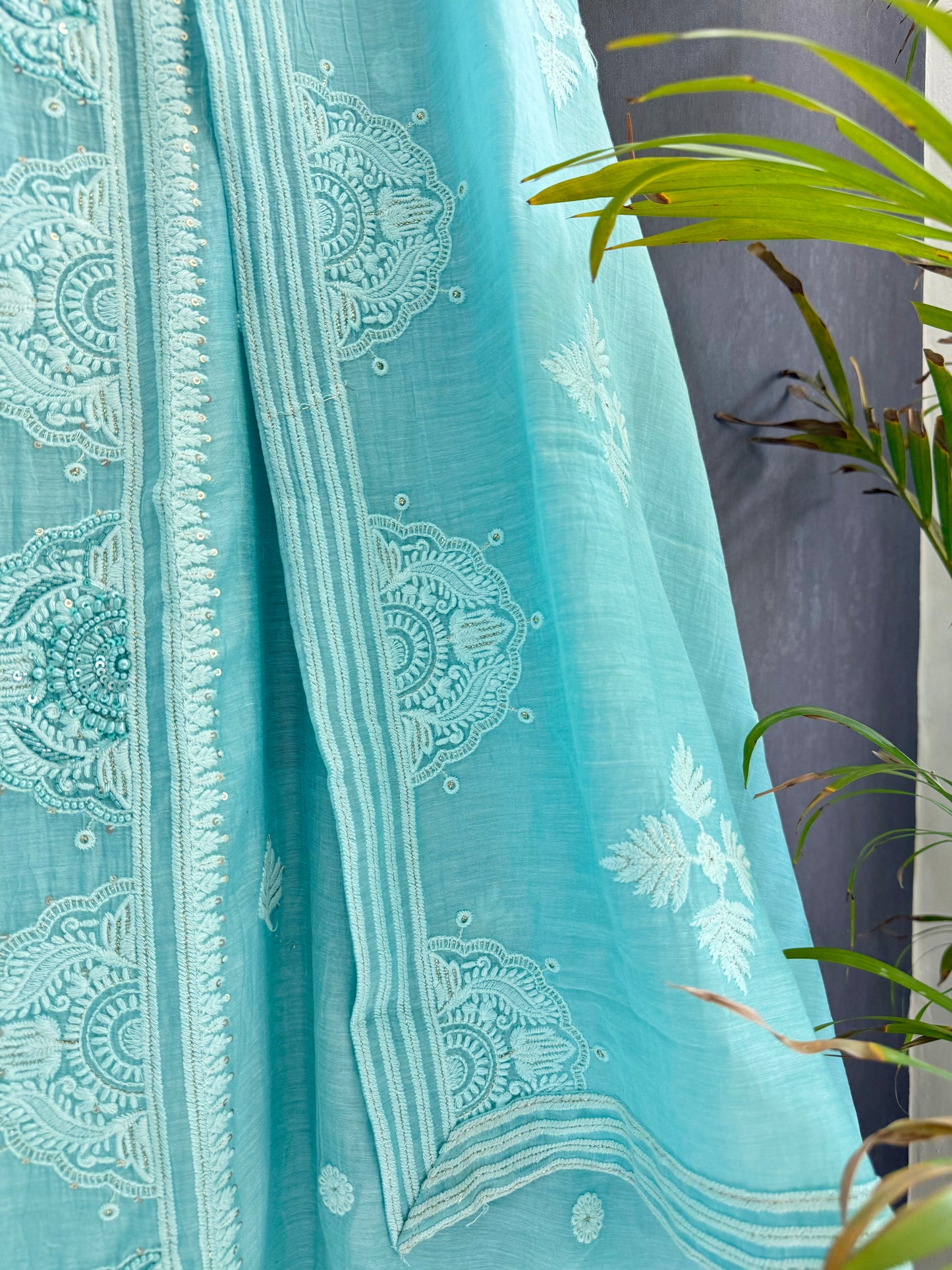 Luxurious Mul chanderi lucknowi handwork suit