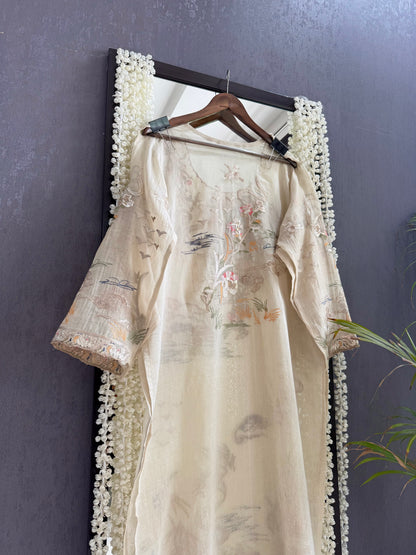 Luxurious Mul chanderi gota appliqué work suit