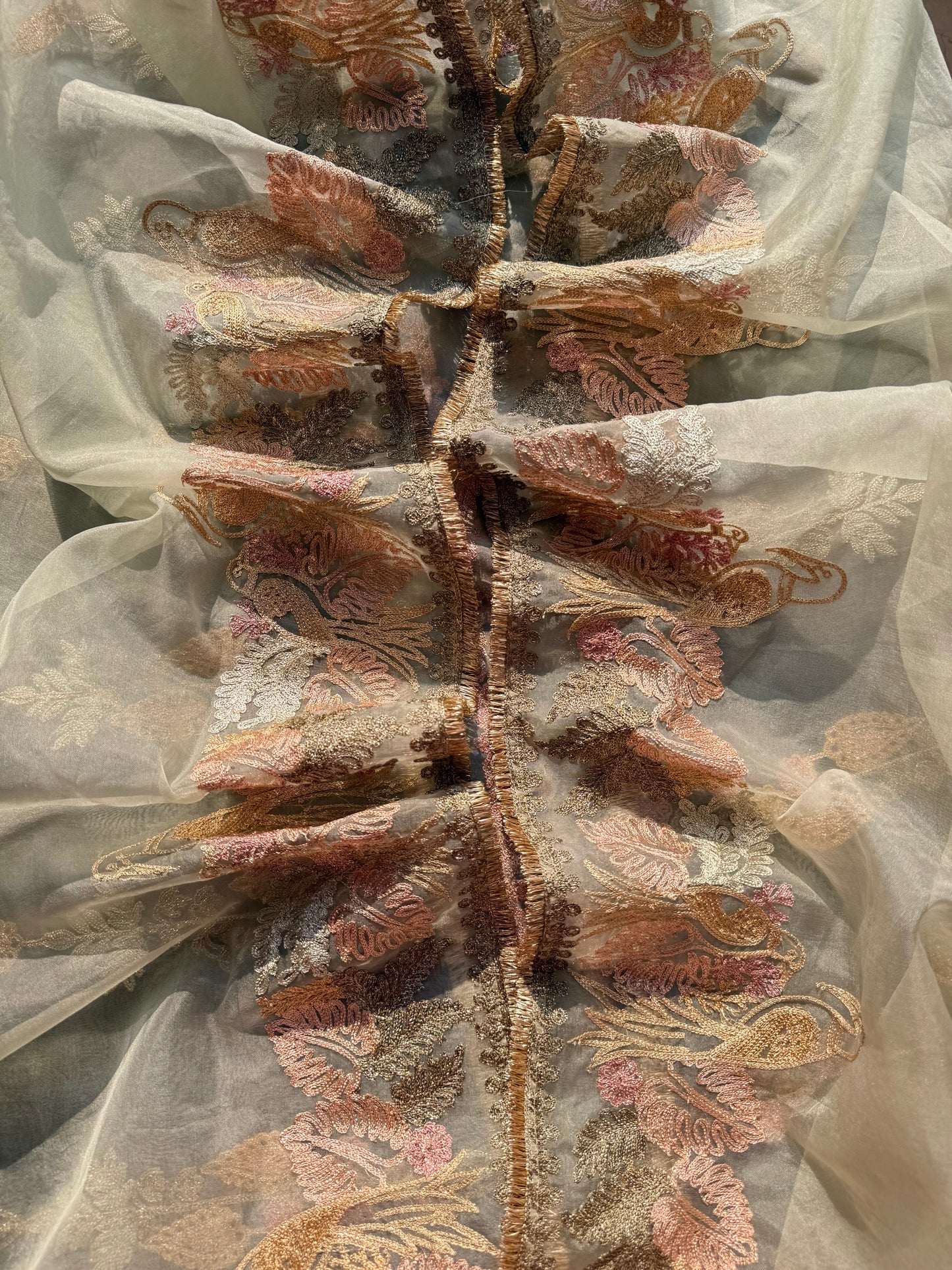 Premium tissue linen silk hand embroidered suit