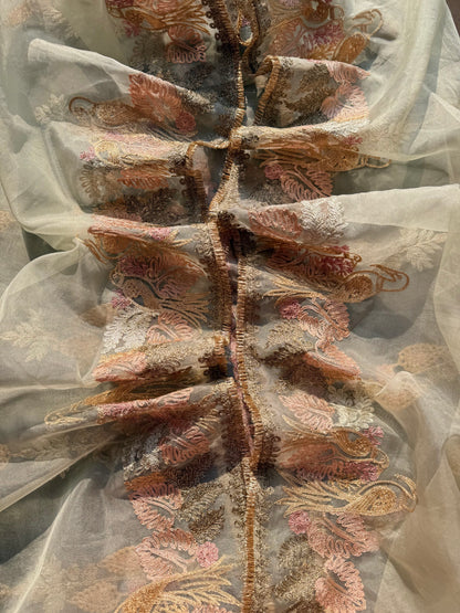 Premium tissue linen silk hand embroidered suit