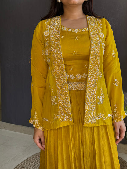 Lehenga jacket handwork dress