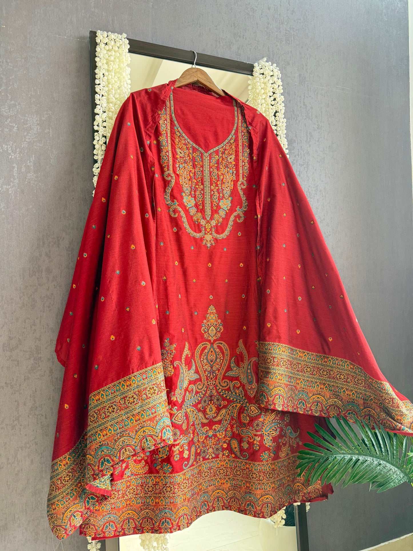 Linen kashmiri jamawar suit