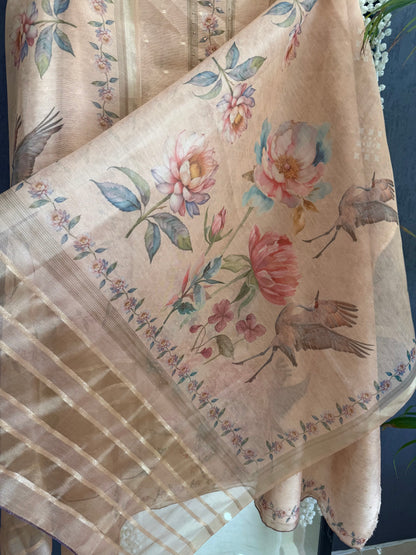 Tissue zari flamingos suit