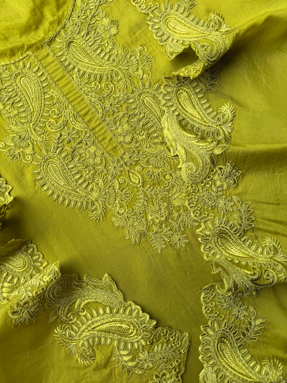 Luxurious aari work organza suit