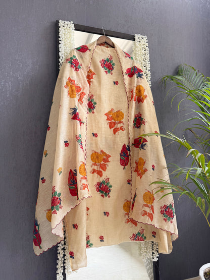 Linen floral frenchknot suit