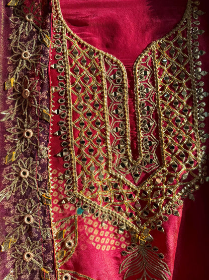 Luxurious Bhandej ombré gotapatti suits