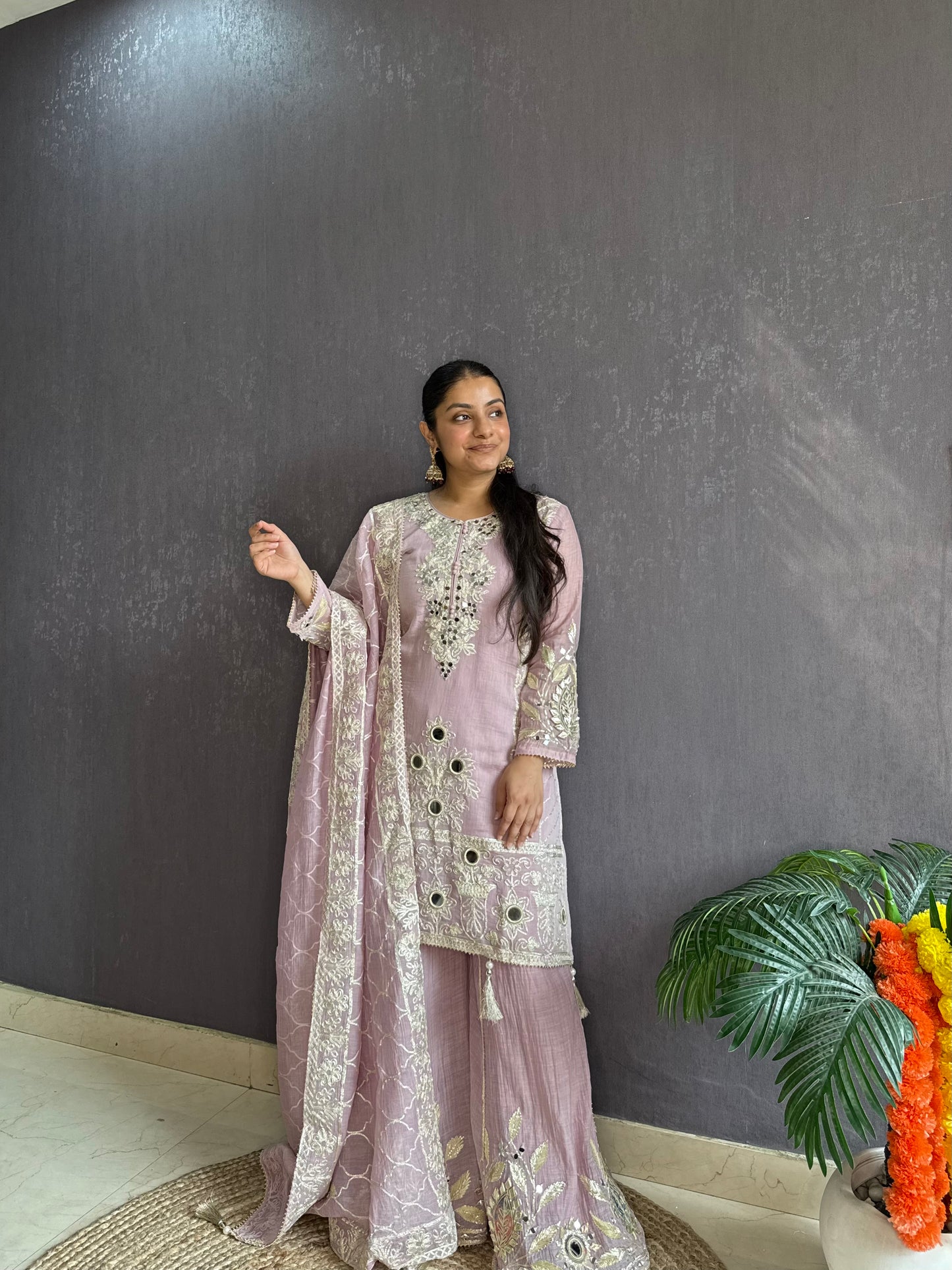 Luxurious mul cotton gotapatti sharara set