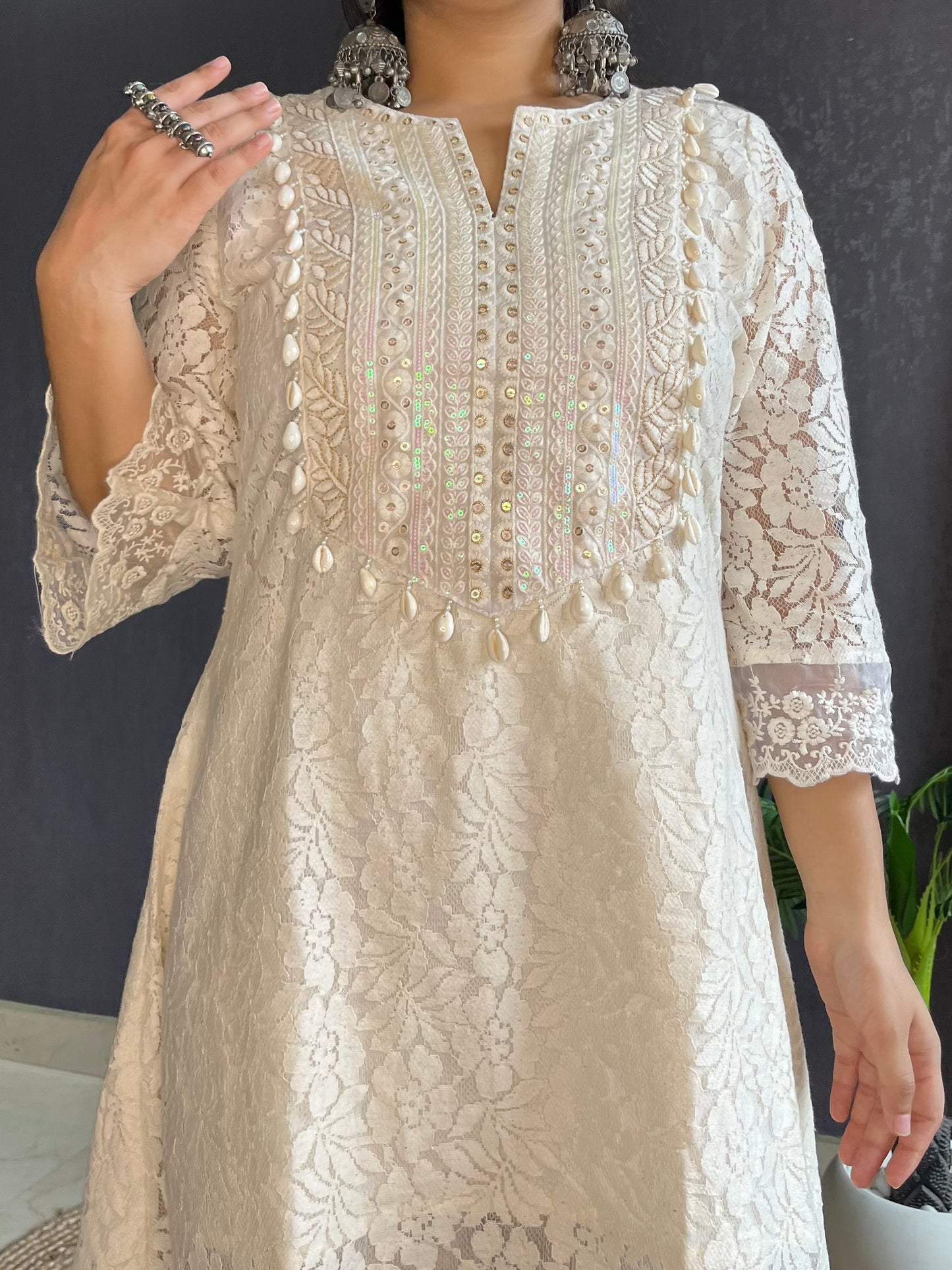 Pure cotton lace work coord