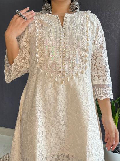 Pure cotton lace work coord
