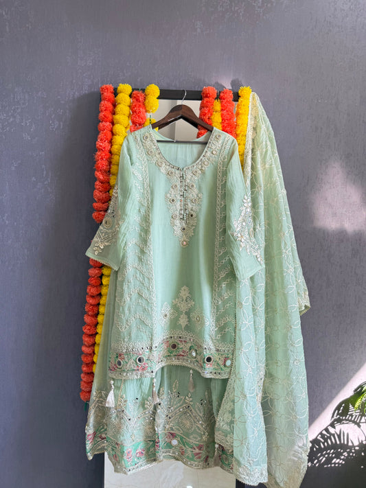 Luxurious mul cotton gotapatti sharara set