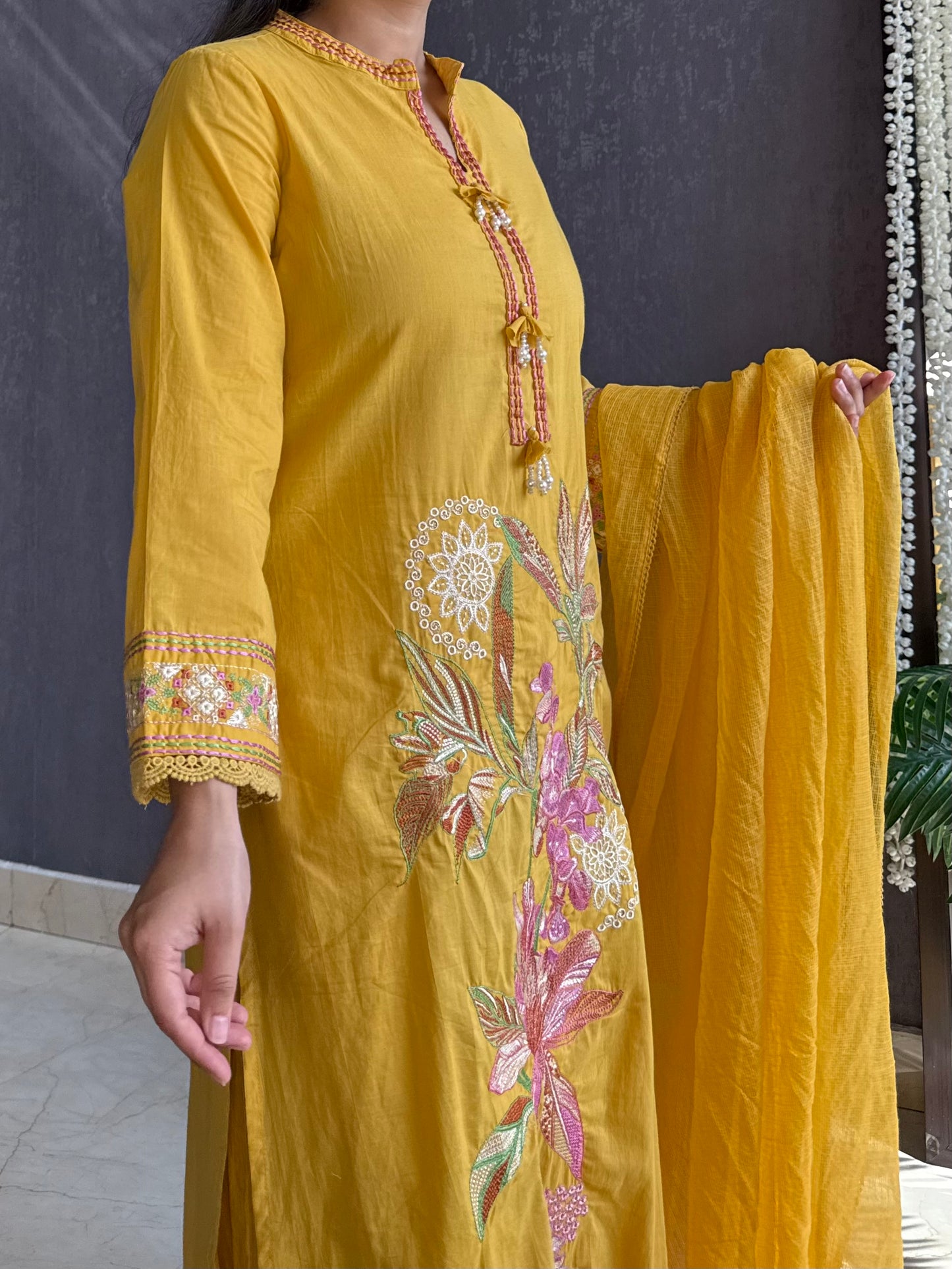 Mul cotton designer floral suit
