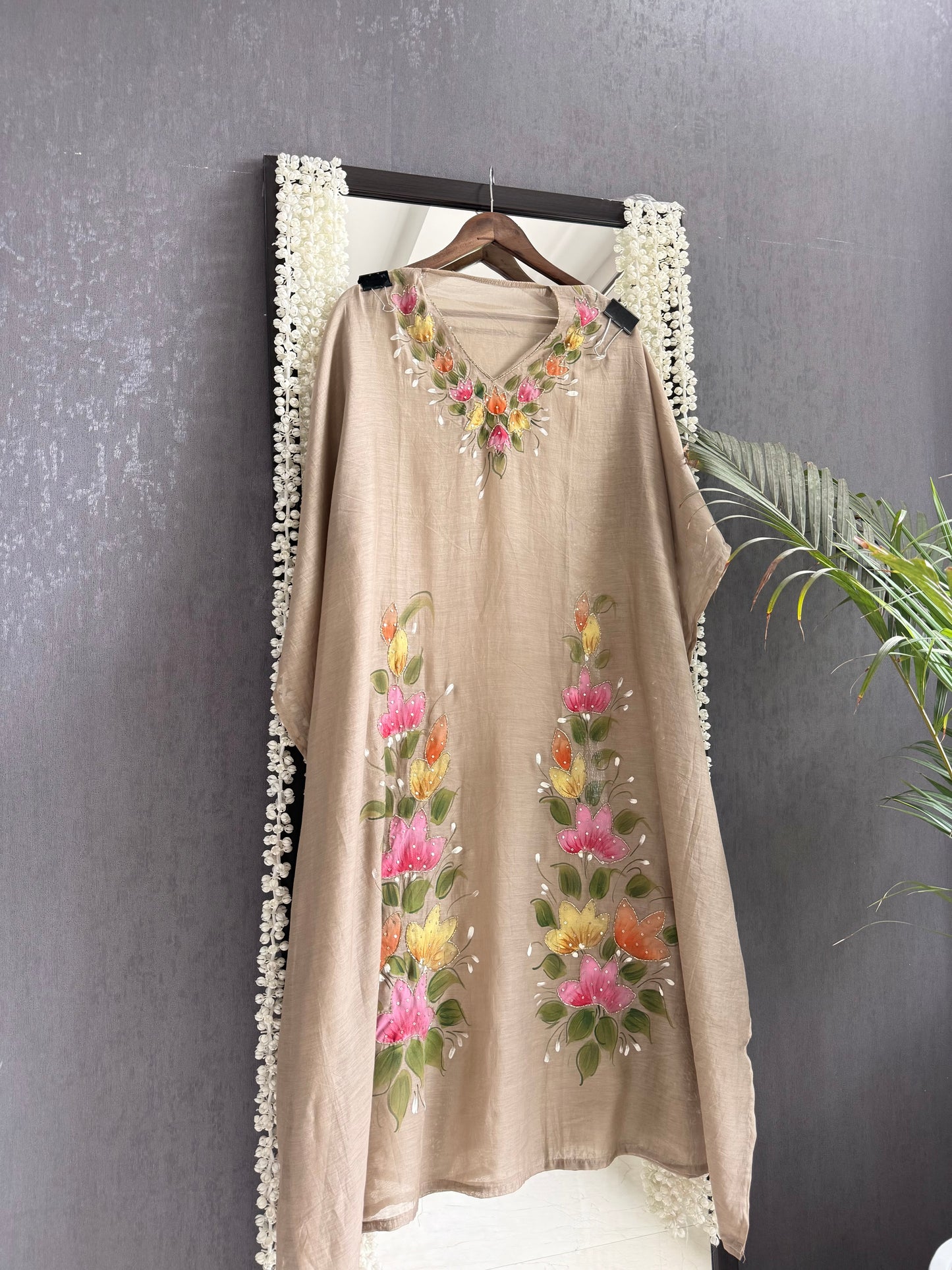 Premium chanderi handpainted suit
