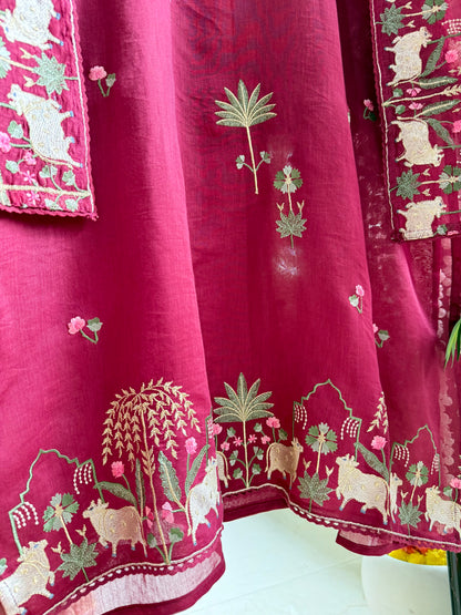 Luxurious Mul chanderi pichwai suit