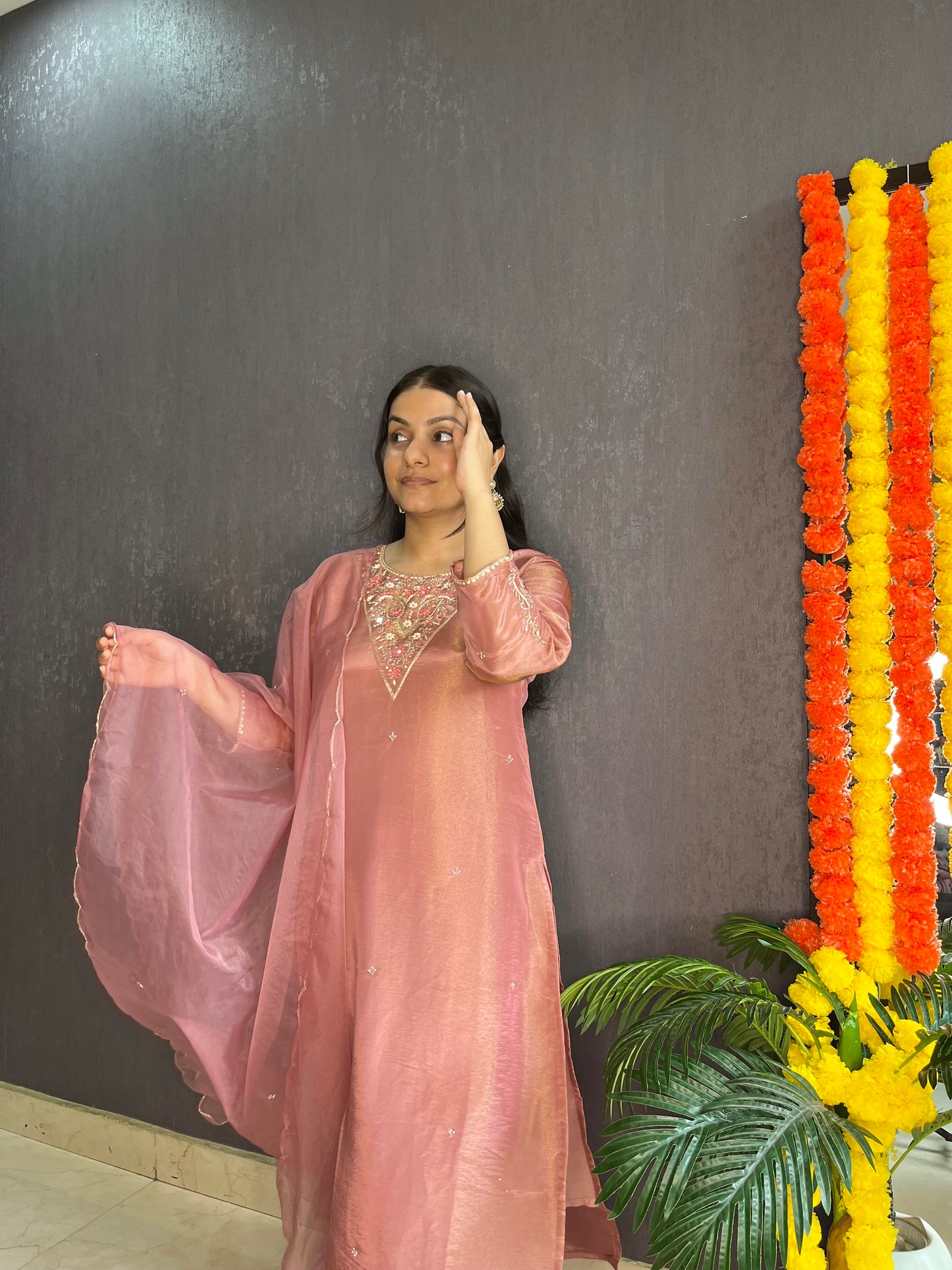 Tissue silk Handwork suit set