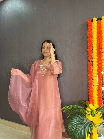 Tissue silk Handwork suit set