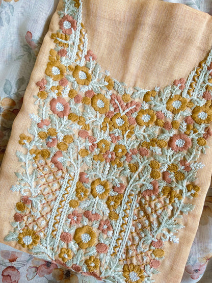 Pure linen Parsi embroidery suits
