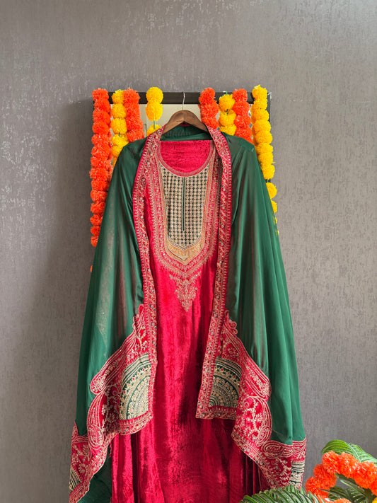 Velvet Marori Aari work suit